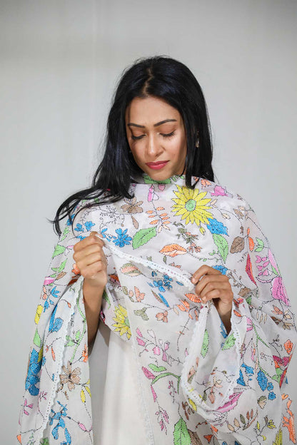 Kantha Embroidered Dupatta