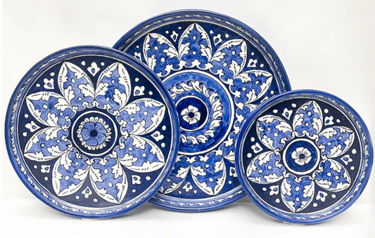 Royal Blue Reverie – Set of 3 Ceramic Plates