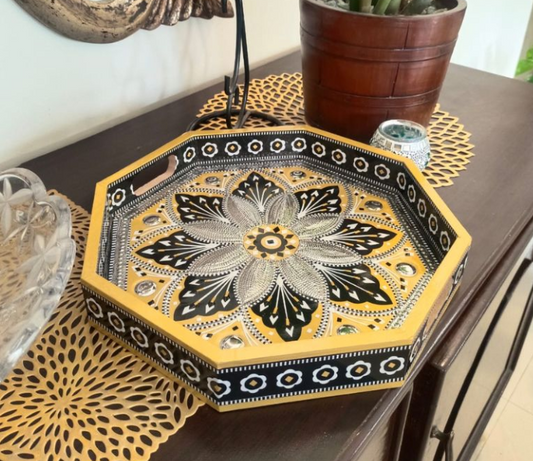 Cultural Wooden Octagon Tray